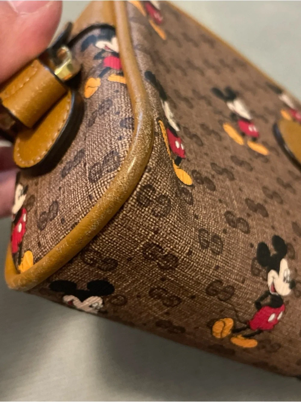 Gucci X Disney Mickey Mouse Crossbody Bag Authentic GG Coated Canvas Preowned - Picture 7 of 11